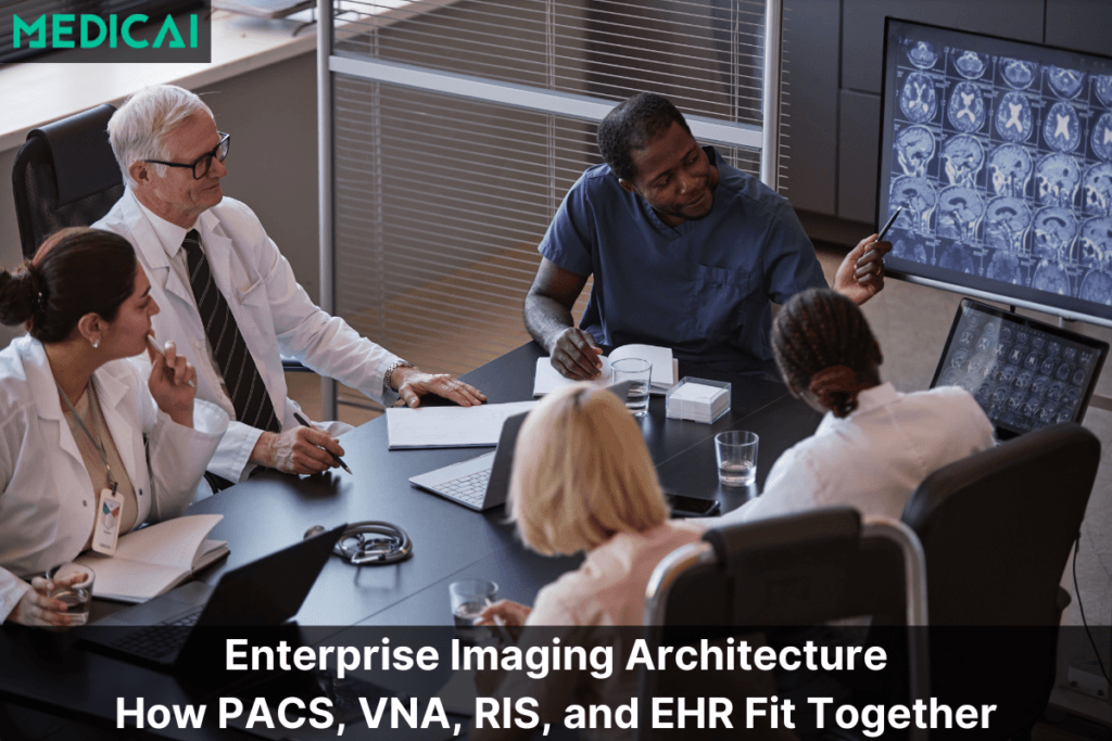 doctors using enterprise imaging architecture to examine mri images